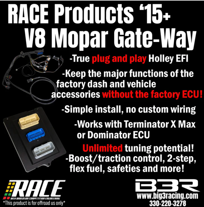 RACE Products GWDC-1521 Gate-Way Module Plug & Play Holley EFI for 15-23 Dodge, RAM & Jeep